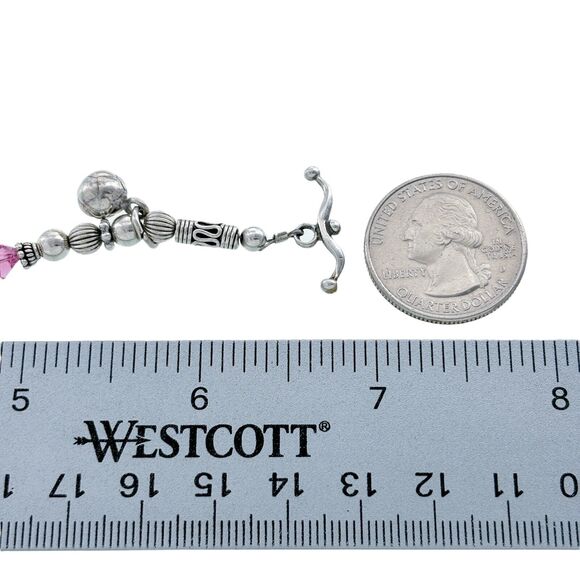 Vintage Silver Tone Pink Crystal "Amy' Name Bracelet 6.75" - Picture 2 of 4